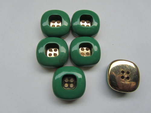 Kunststoffknopf grün-gold 25 mm K11141