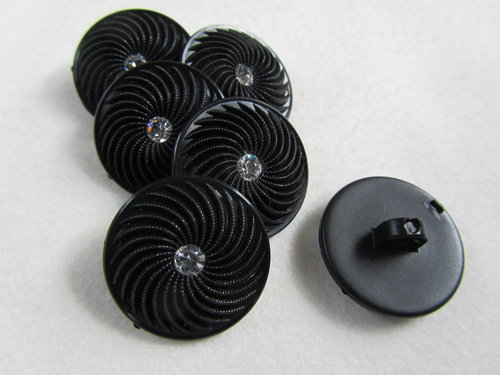 K1181 Knopf schwarz mit Straßstein  22 mm