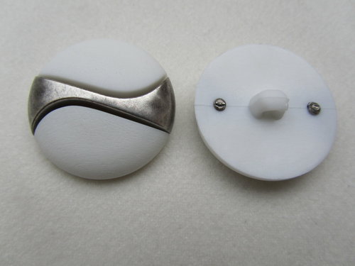 K21056 Knopf weiß-silber 25 mm