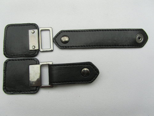 Verschluß 2-teilig Leder schwarz G1101