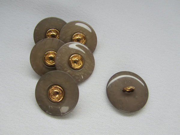 Knopf braun-gold mit Öse und Einsatz 20 mm