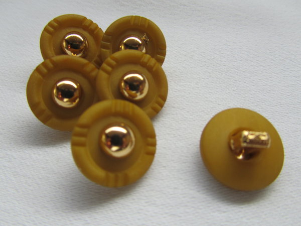 Knopf senfgelb-gold mit Öse und Einsatz 15 mm