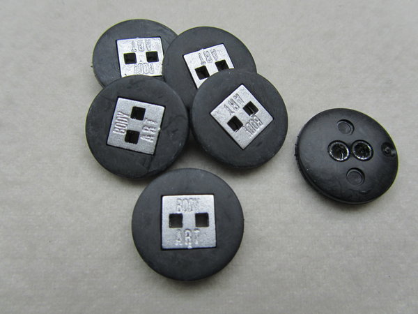 Knopf schwarz mit silberfarbenem Einsatz 15 mm