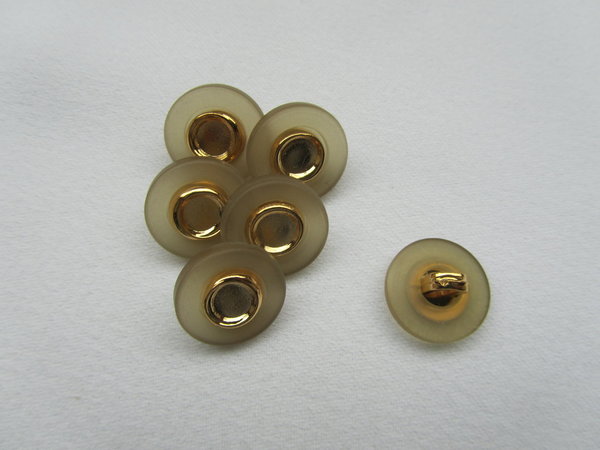 Knopf braun-gold mit Öse und Einsatz 15 mm