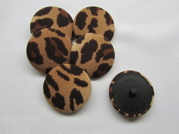 Stoffknopf braun beige Leopardenmuster 38 mm